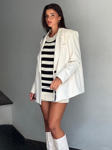 Single Breasted Oversized Blazer with Shoulder Pads