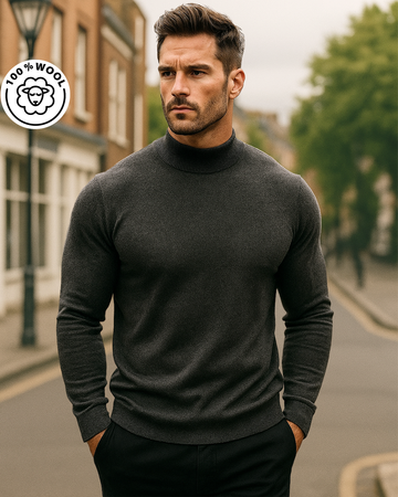 100% Wool Mid-Weight Mock Neck Sweater
