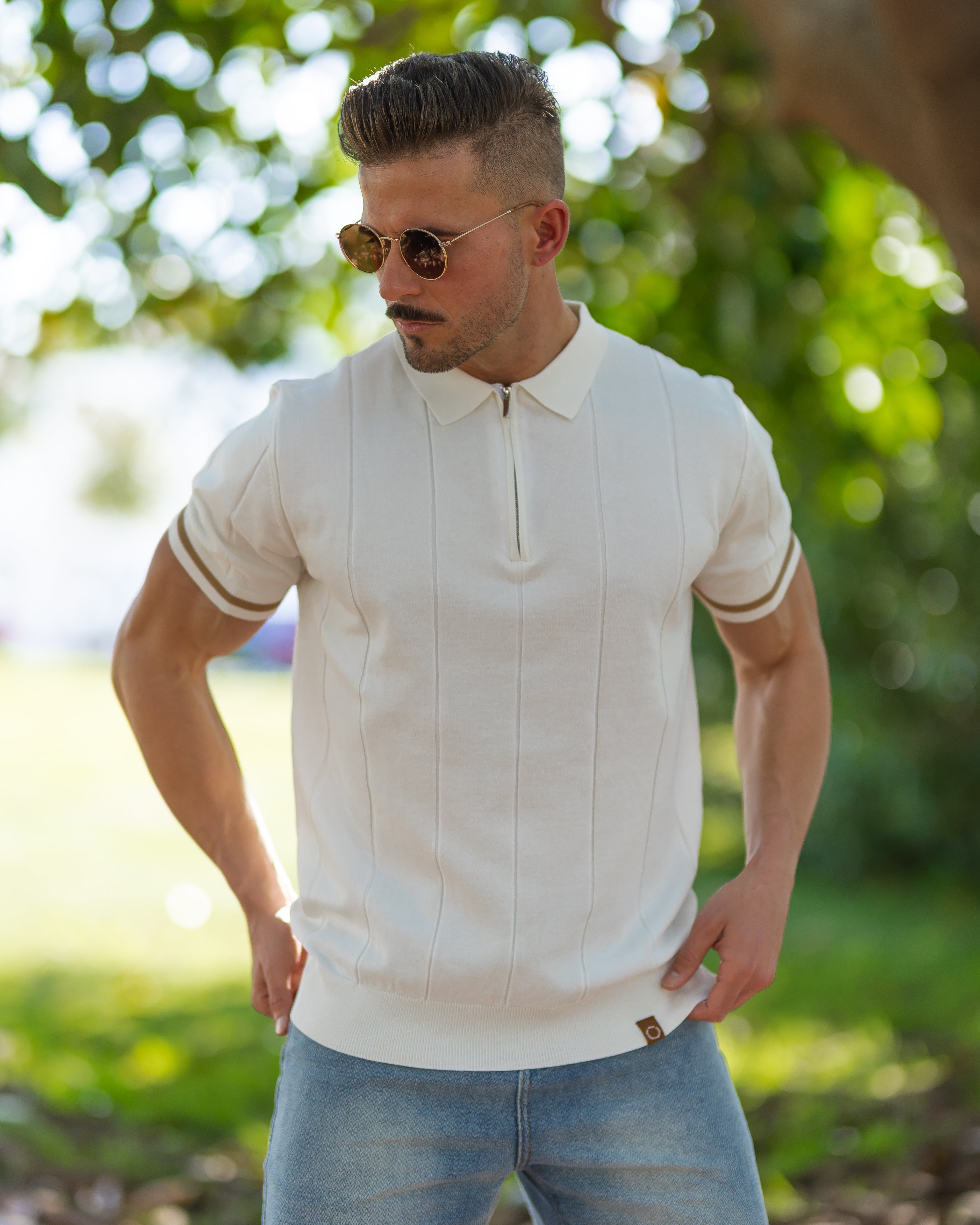 Striped Everyday Polo Knit Shirt - Ahaselected