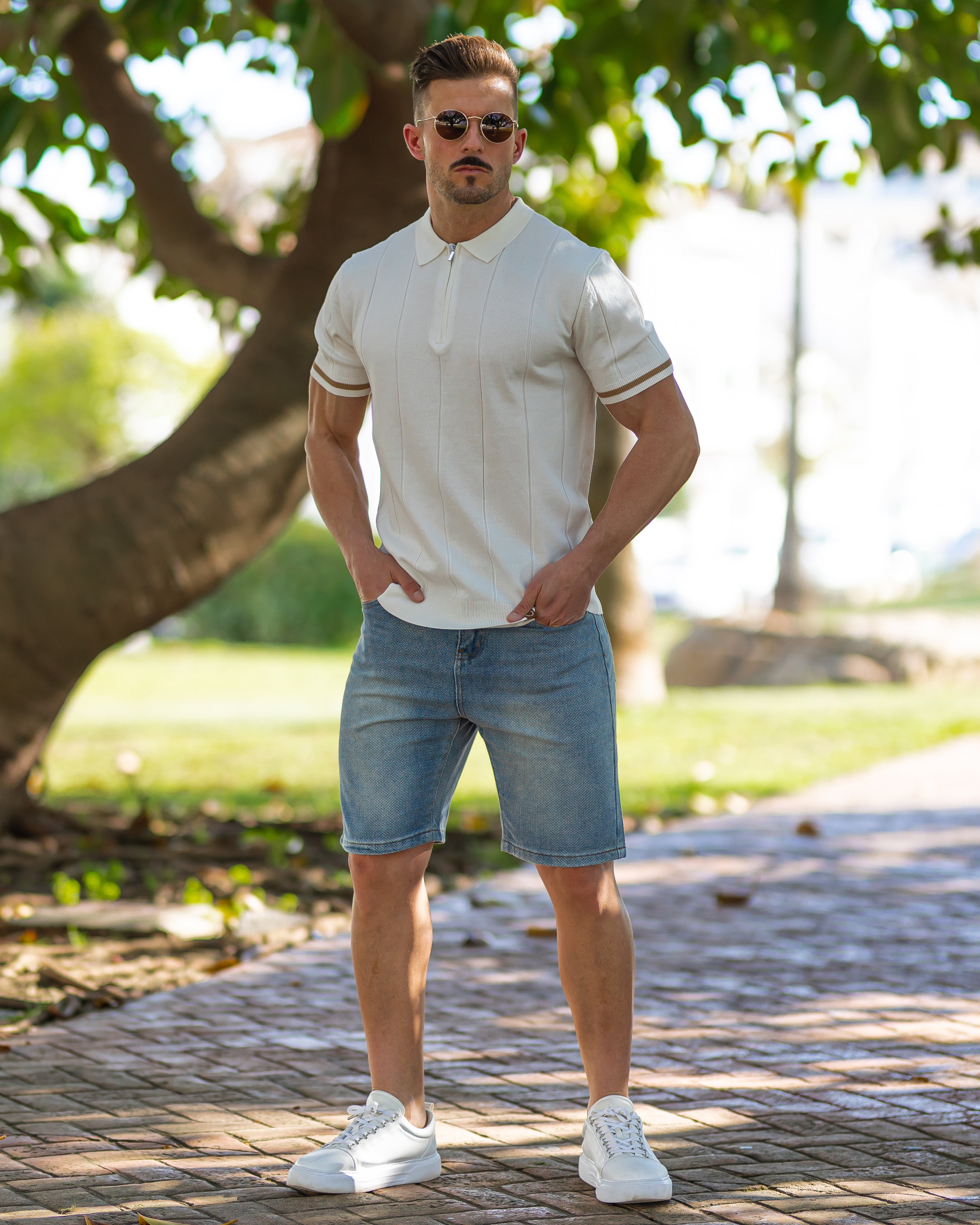 Striped Everyday Polo Knit Shirt - Ahaselected