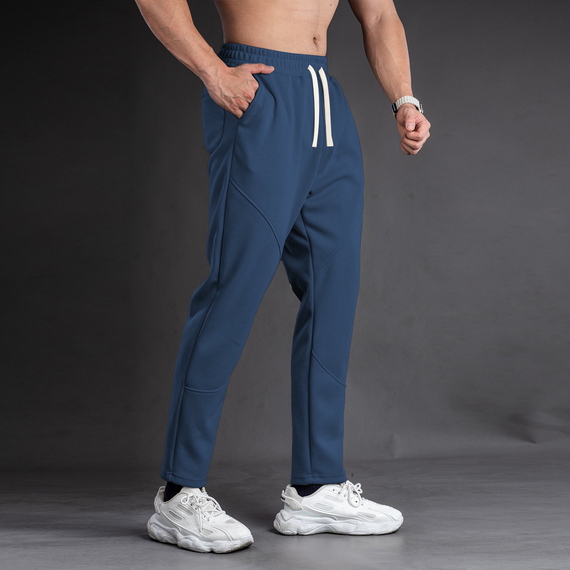 Tapered Cotton Stretch Panel Joggers - Ahaselected