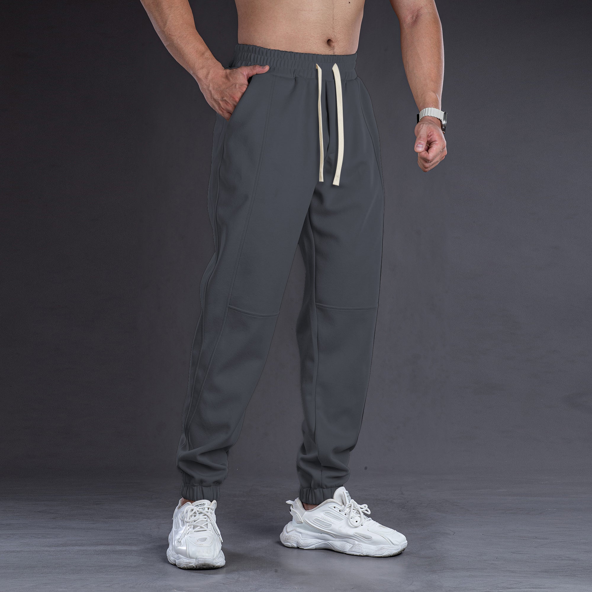 All-Day Stretch Panel Joggers with Cuffed Ankles - Ahaselected