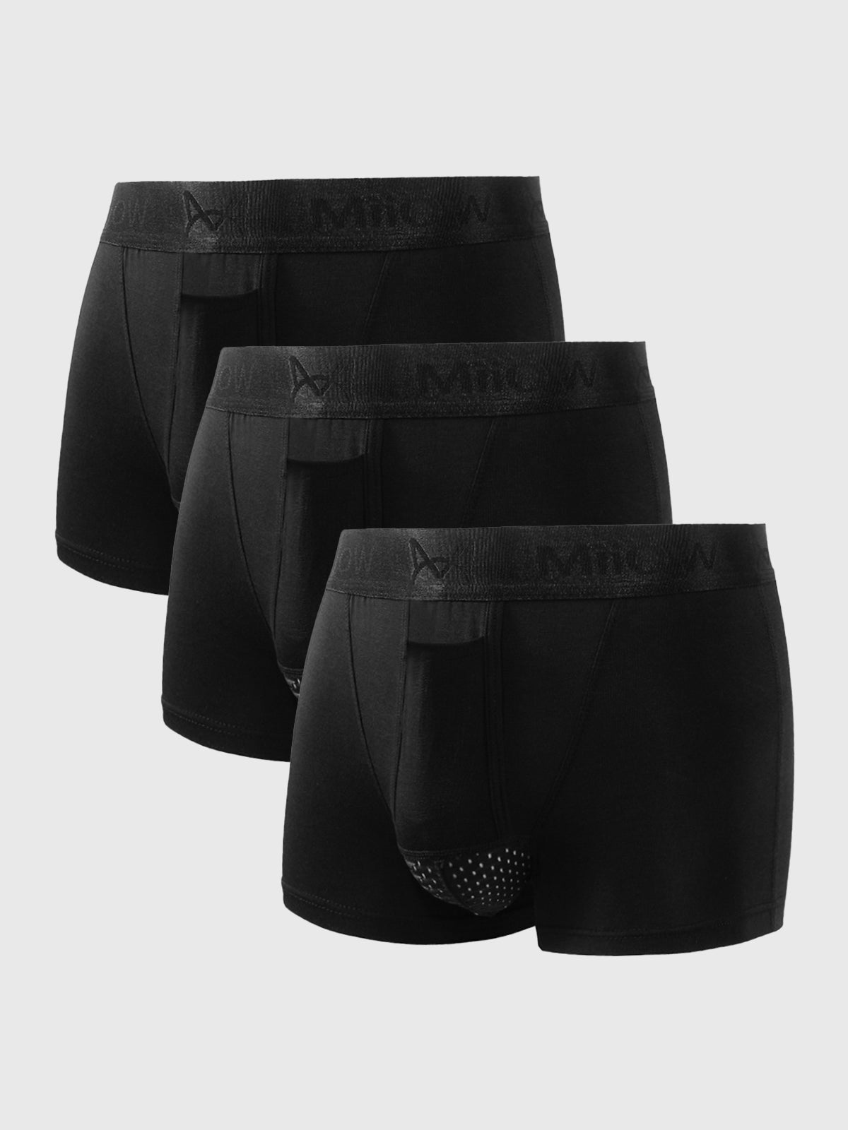 3 Packs M's Dual Pouch Trunks Separate Fly Boxer Briefs - Ahaselected
