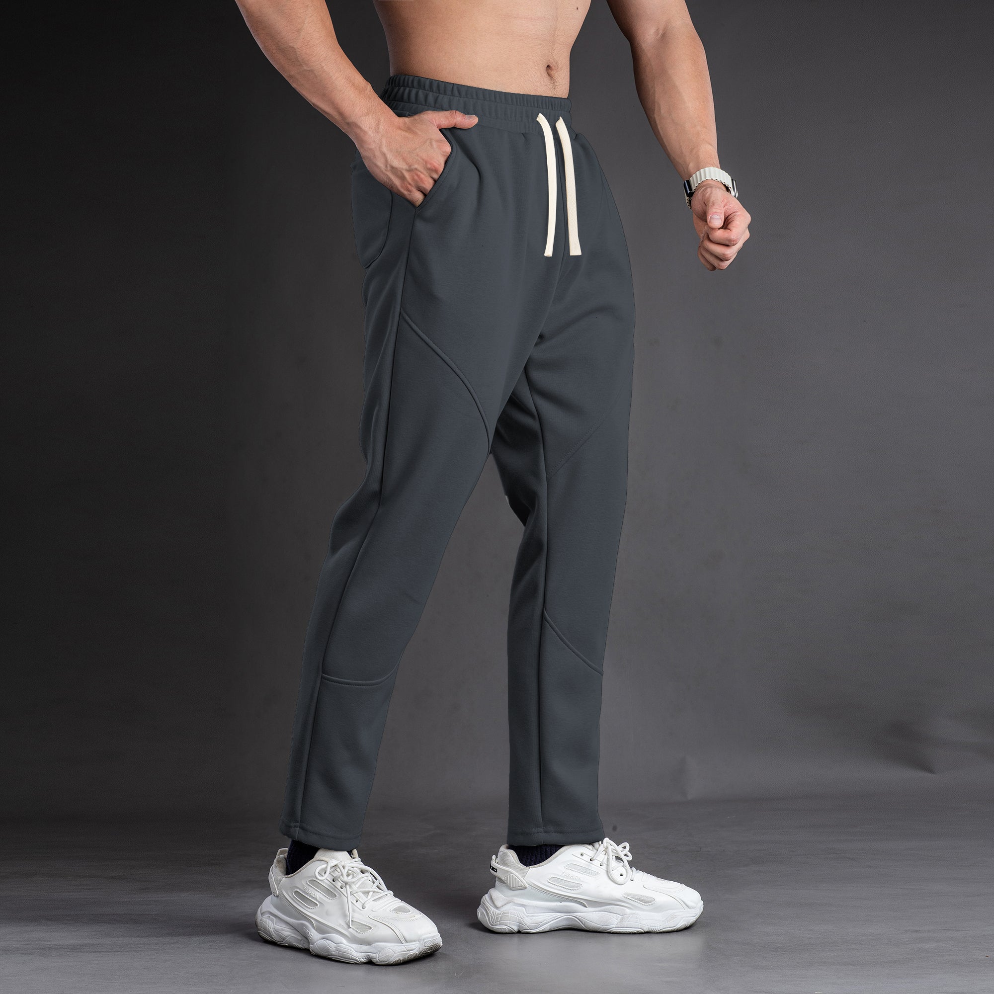 Tapered Cotton Stretch Panel Joggers - Ahaselected