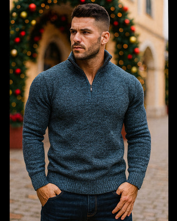 Half Zip Stand Collar Sweater