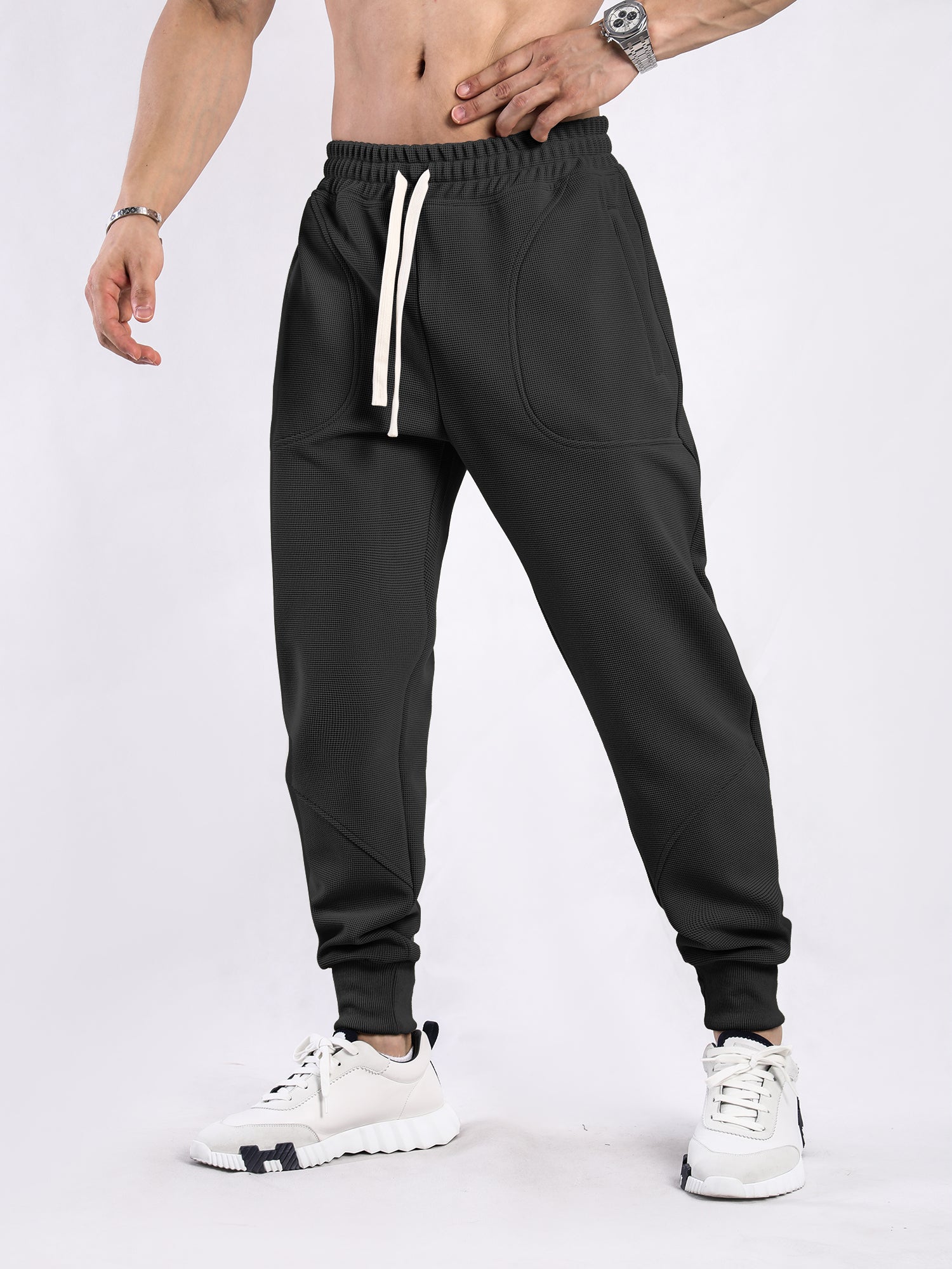 Soft Waffle Texture Performance Joggers - Ahaselected
