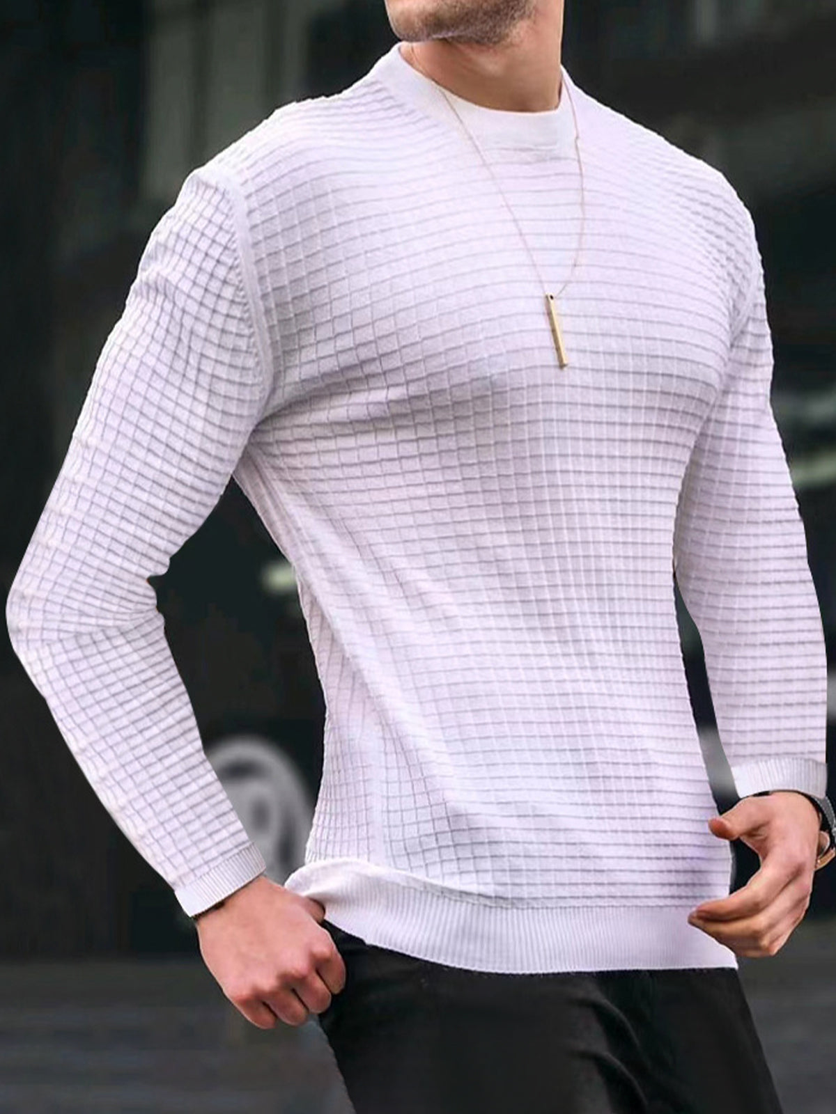Comfy Waffle Crewneck T-Shirt Long Sleeves (app only) - Ahaselected