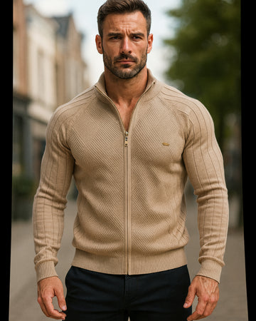 M's Jacquard Full-zip Sweater Cardigan