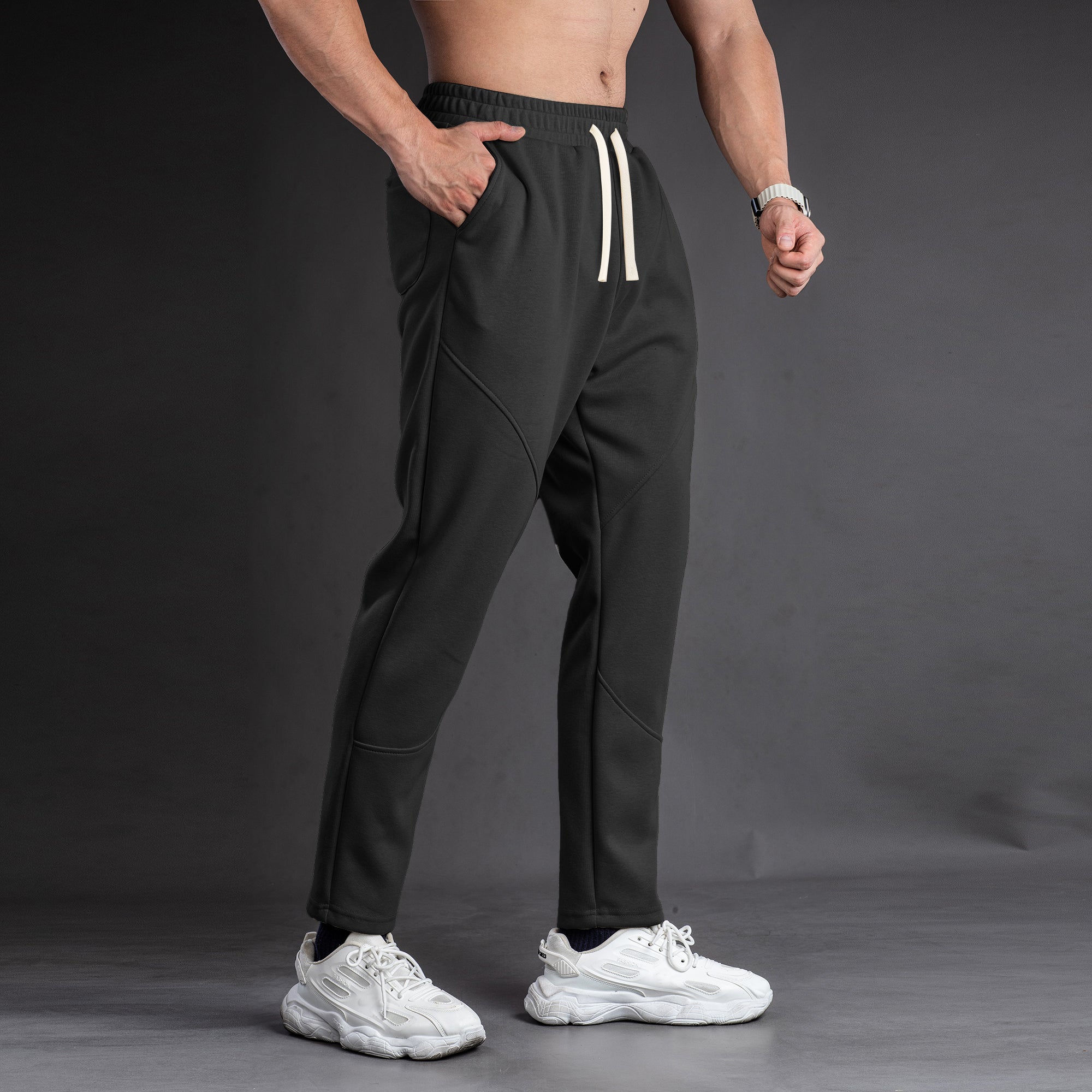 Tapered Cotton Stretch Panel Joggers - Ahaselected