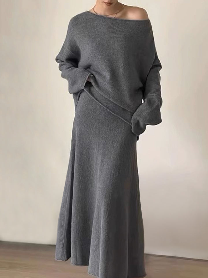 One-Shoulder Knitted Tops & Fishtail Skirt