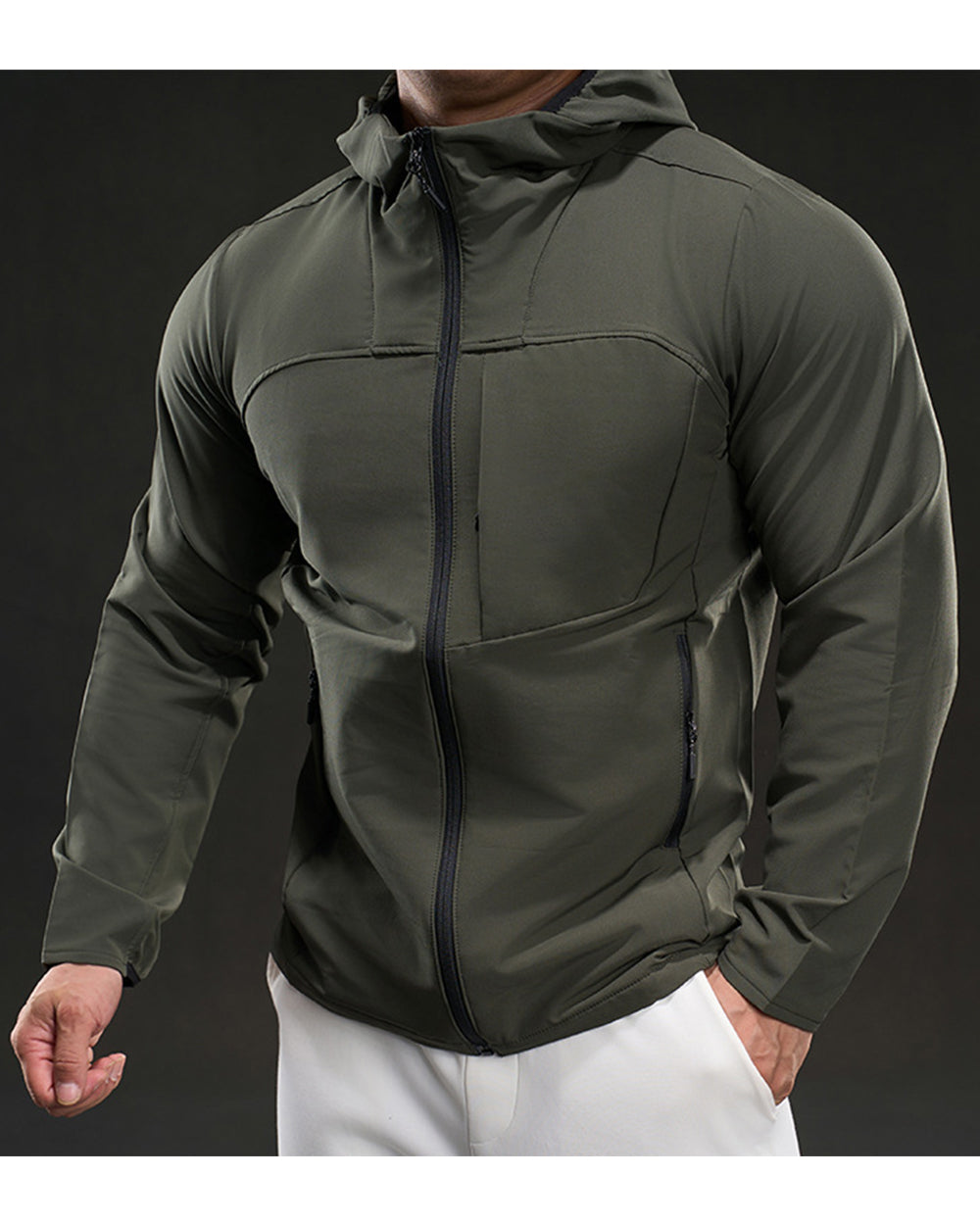 Fleece-Lined Athletic Hooded Full Zip Jacket - Ahaselected