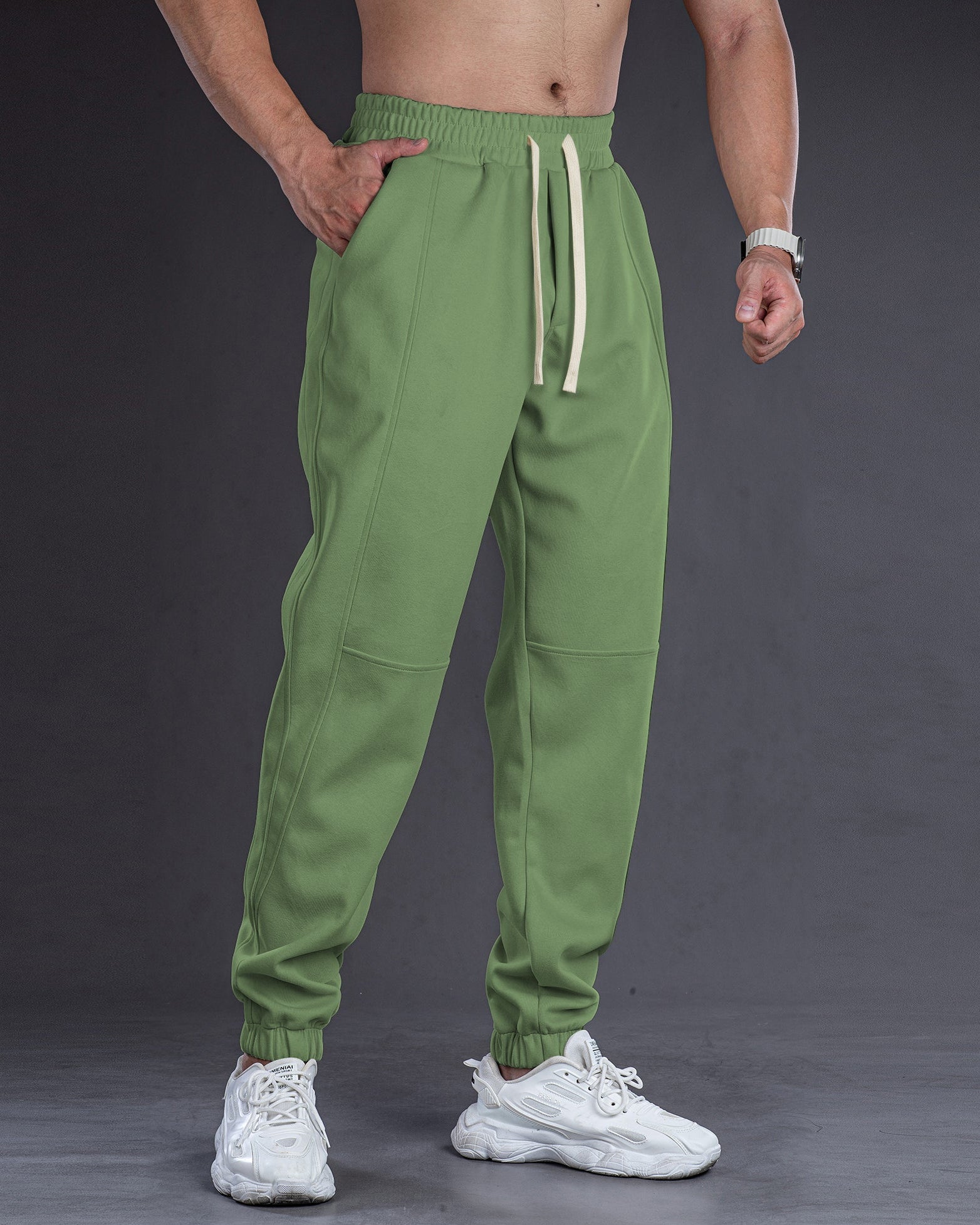 All-Day Stretch Panel Joggers with Cuffed Ankles - Ahaselected
