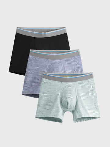 3er-Pack gemusterte AIRFLOW-Boxershorts mit 5 Zoll