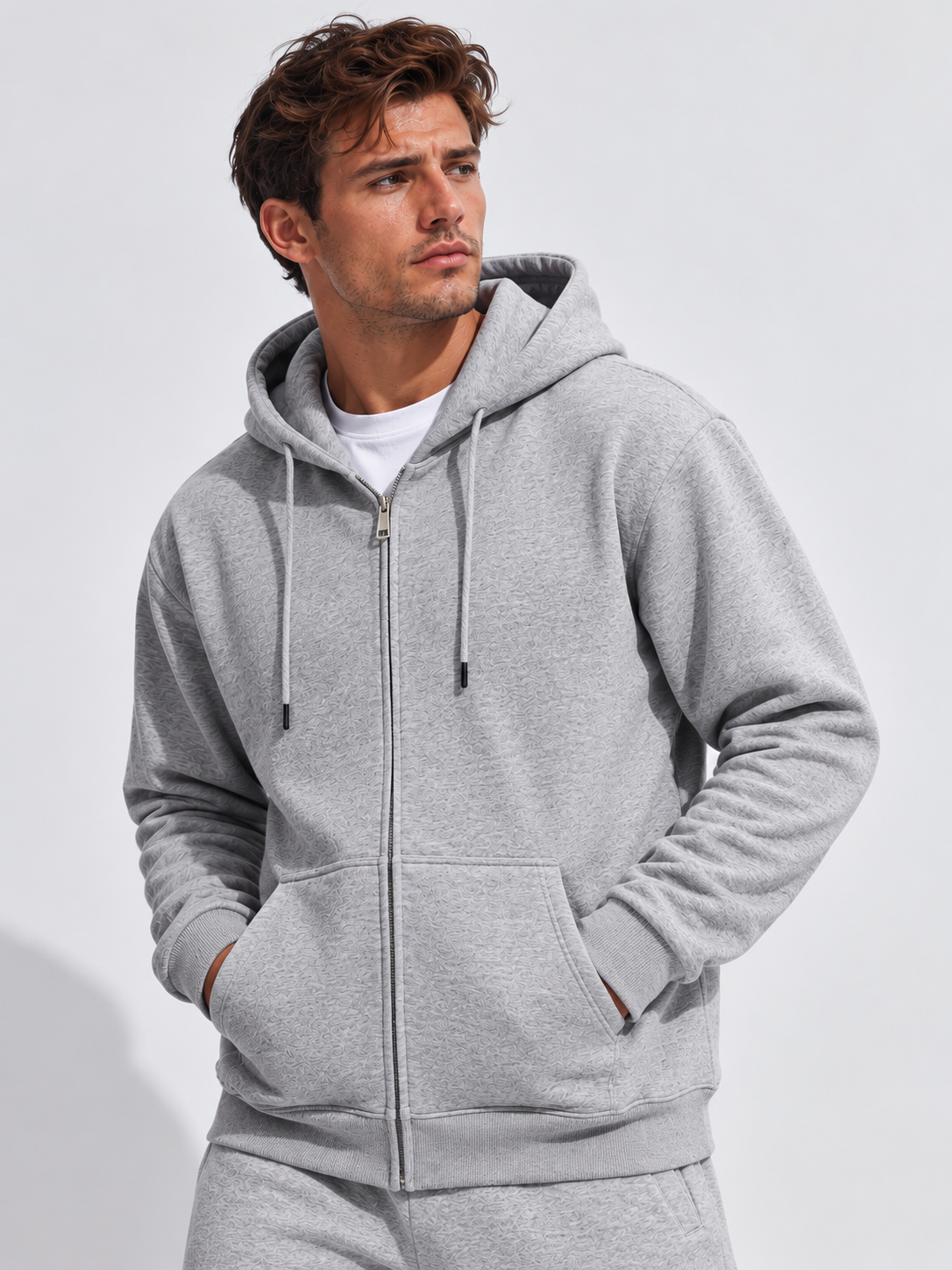 Men's Cotton Blend Relaxed Fit Full-Zip Hoodie-thumbmail-3