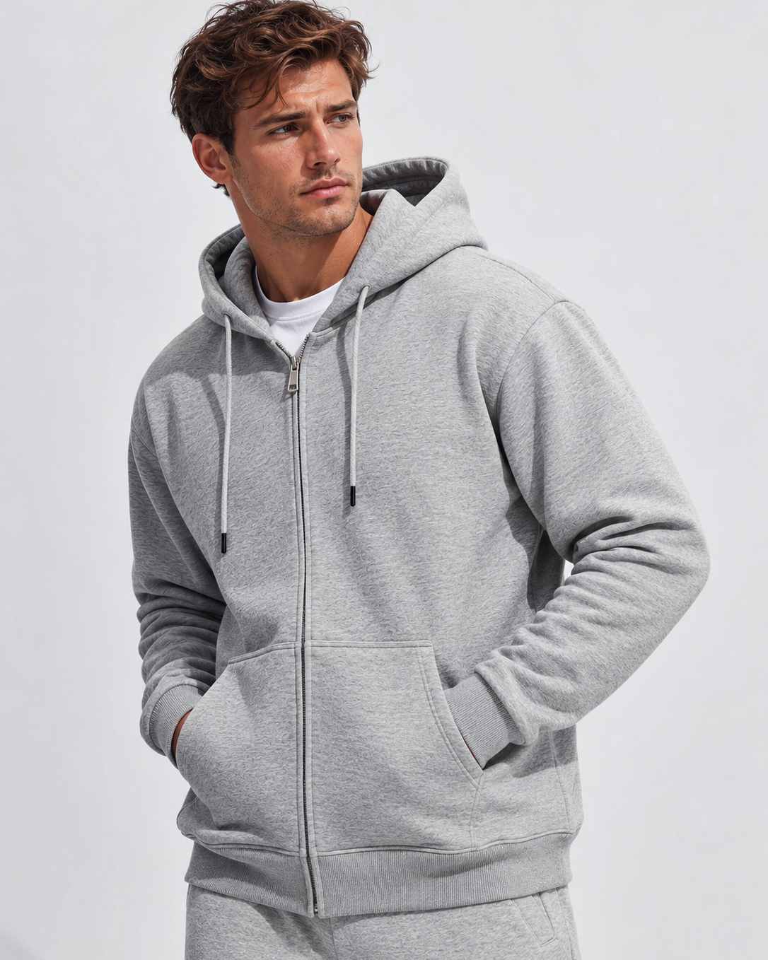 Men's Cotton Blend Relaxed Fit Full-Zip Hoodie