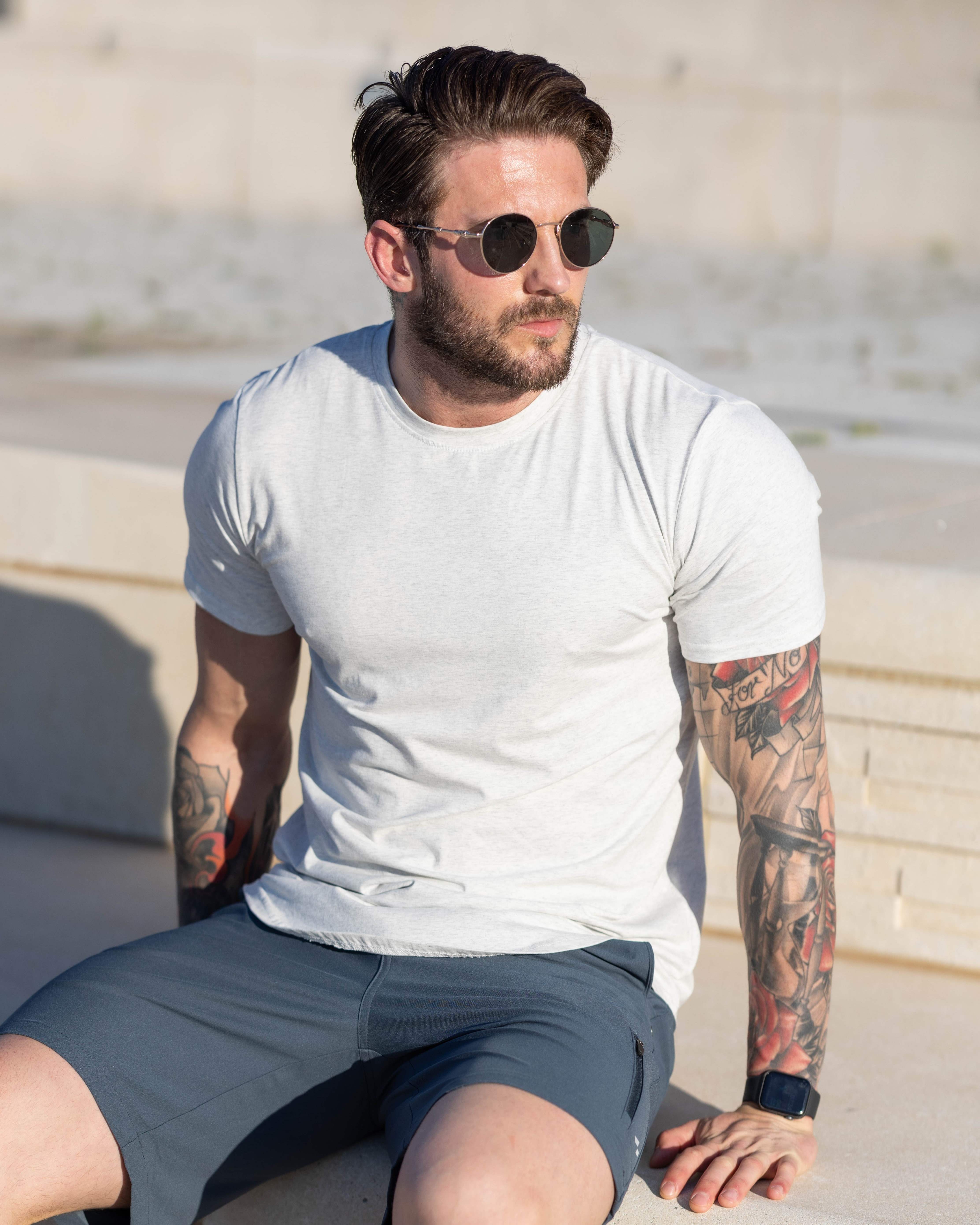 Kore Curved Hem T-shirt Muscle Fit Crew Neck-New - Ahaselected