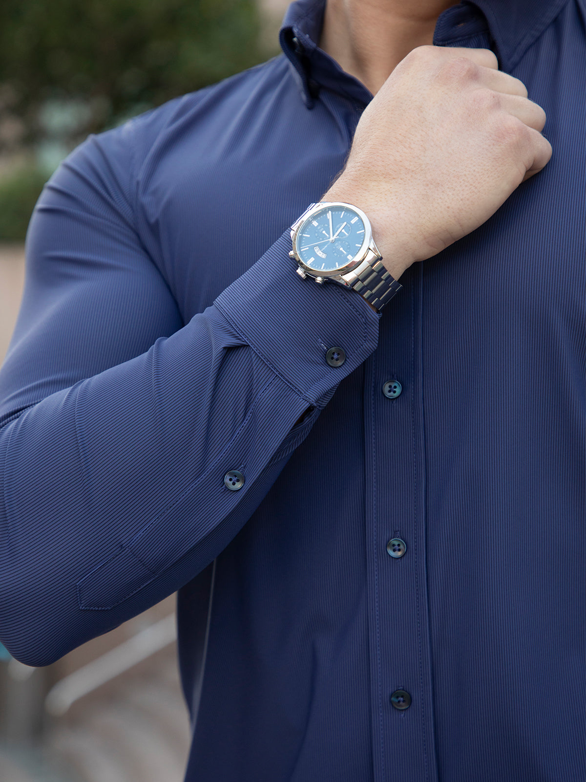 Commuter Performance Stretch Dress Shirt-Marine - Ahaselected