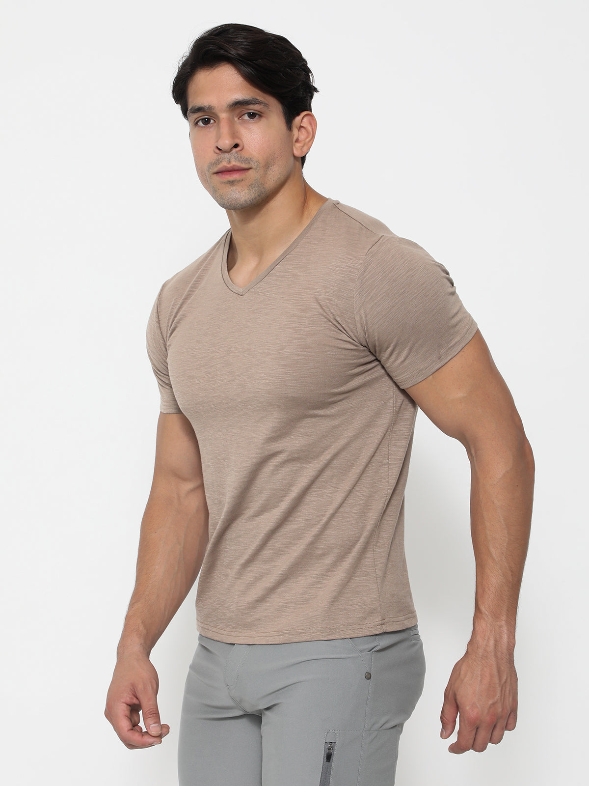Slub V-neck T-shirt New - Ahaselected