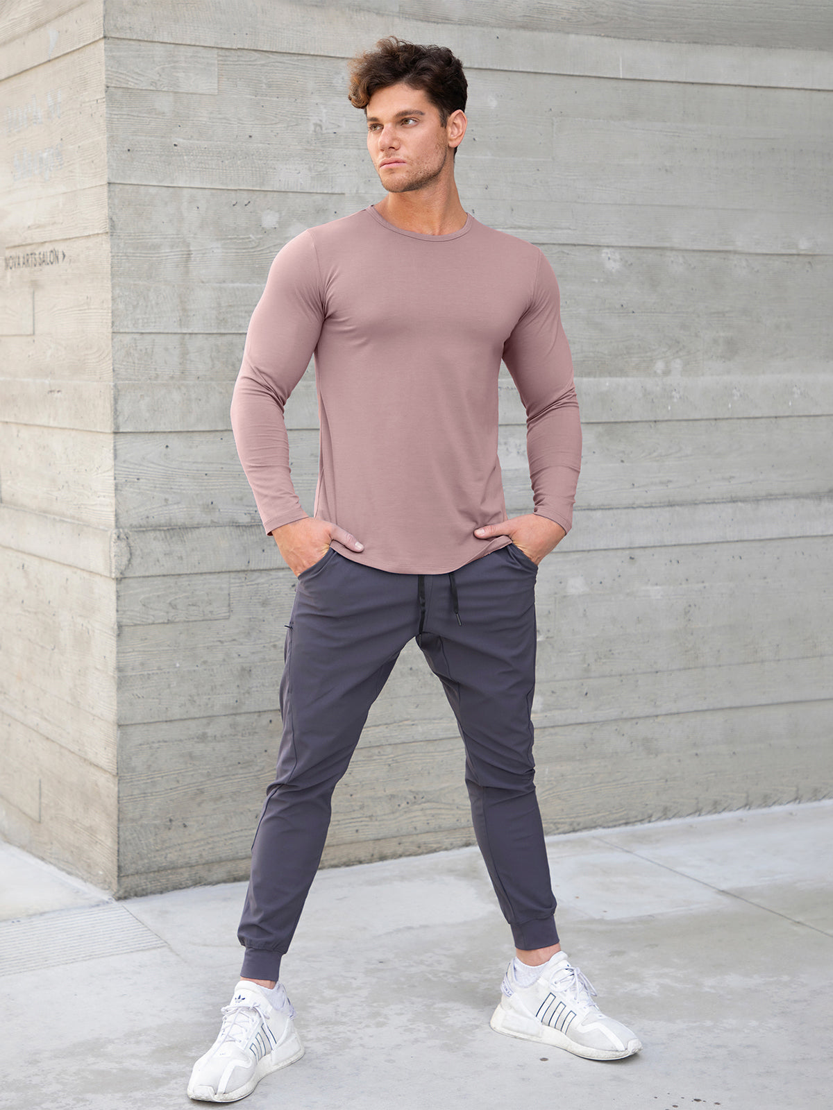 All Day Elite Curve-Hem Tee Stretch Long Sleeve - Ahaselected