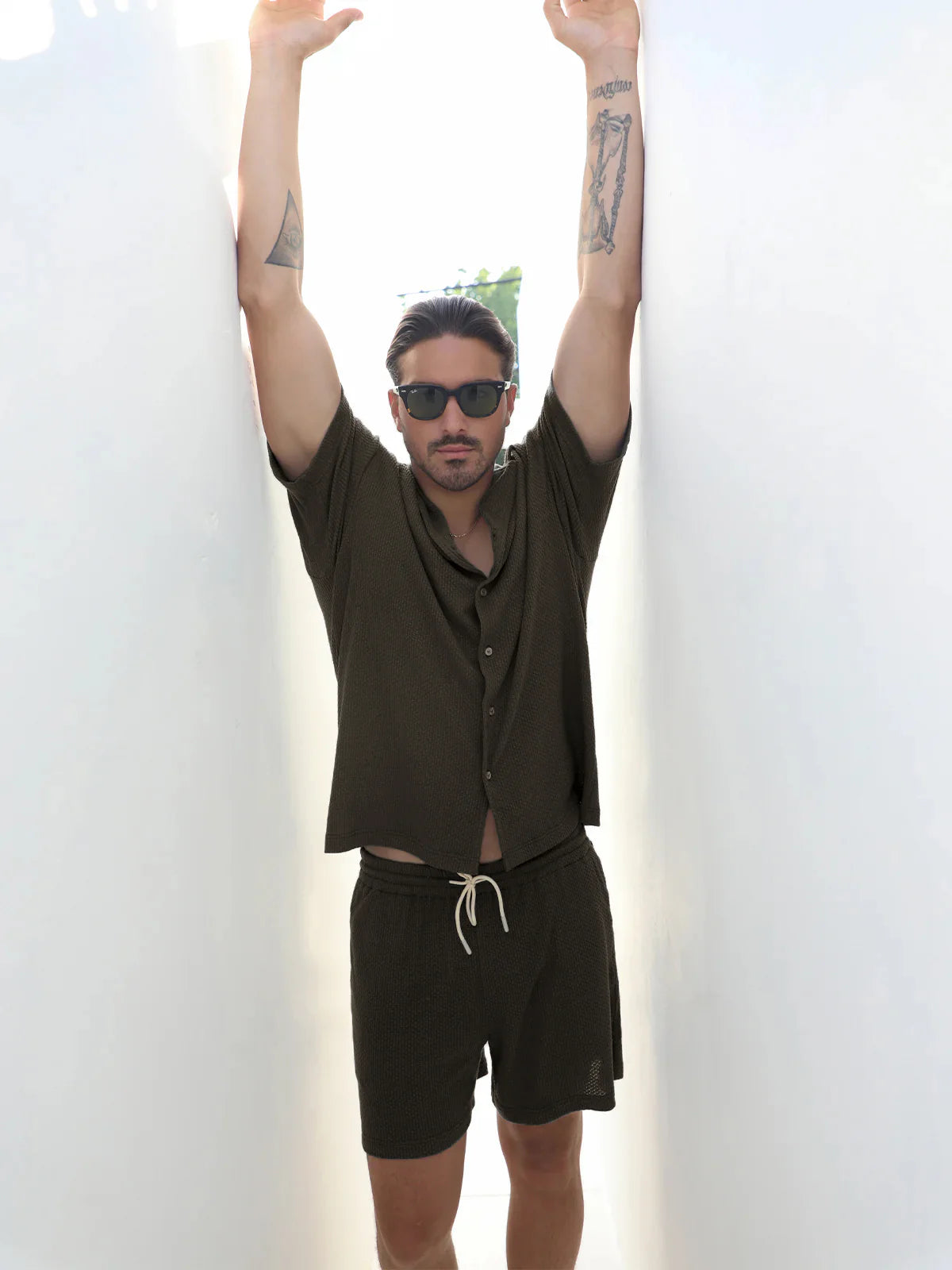 Set: Hawaii-Strickset, Hemd + Shorts, Sand -thumbmail-13