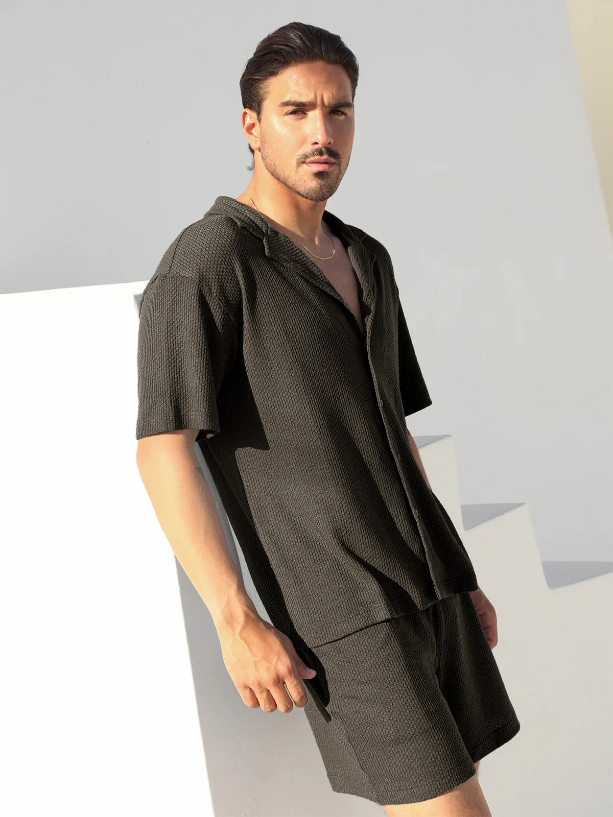 Set: Hawaii-Strickset, Hemd + Shorts, Sand -thumbmail-14