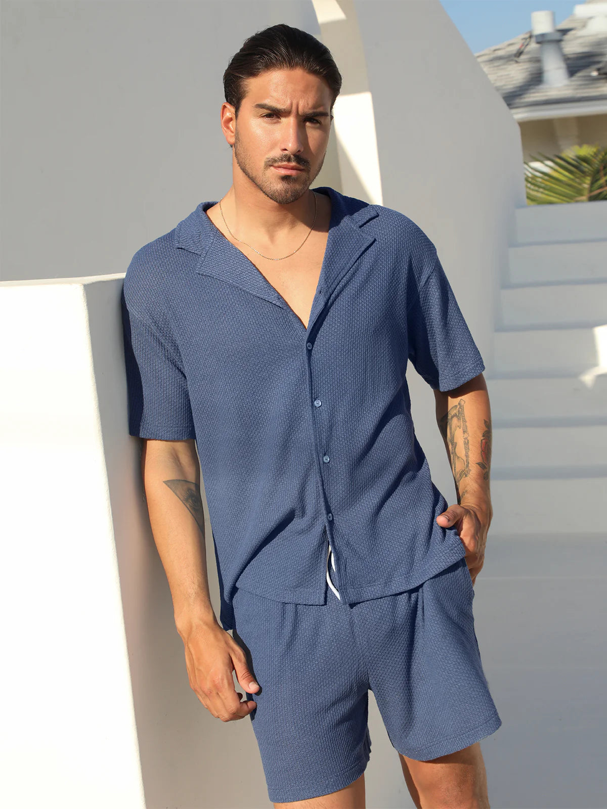 Set: Hawaii-Strickset, Hemd + Shorts, Sand -thumbmail-11