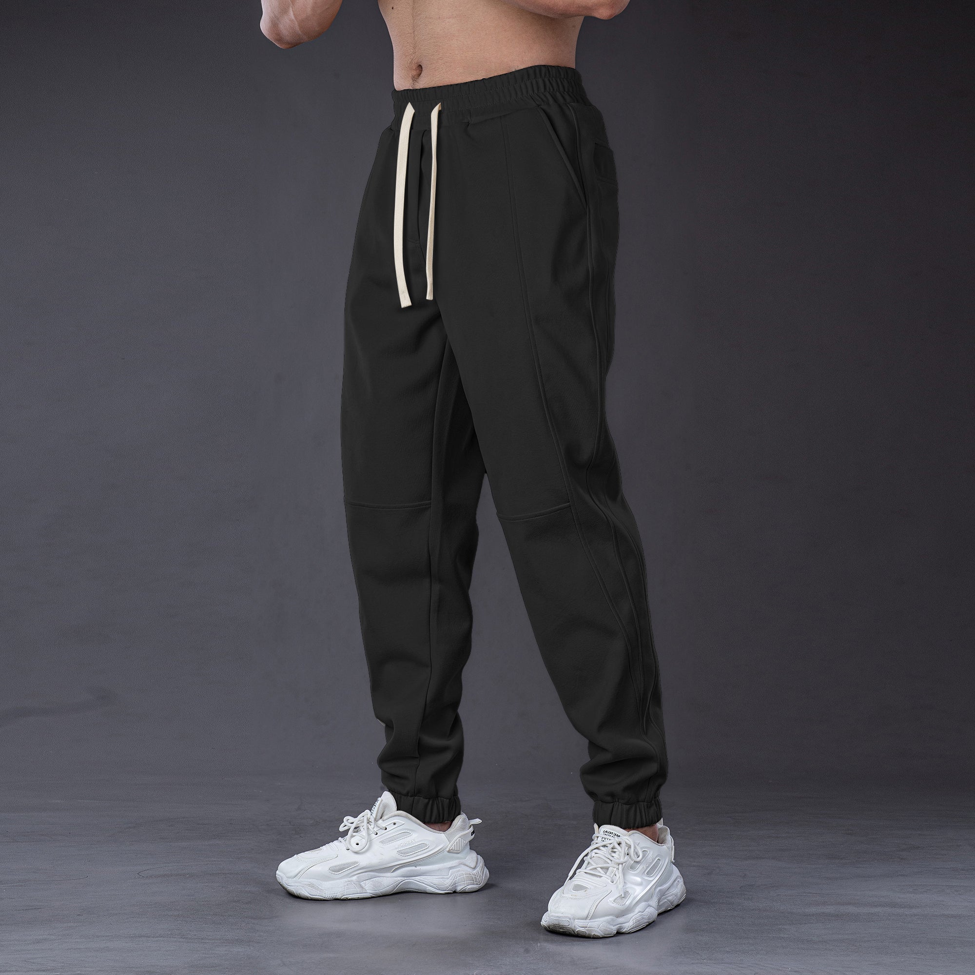All-Day Stretch Panel Joggers with Cuffed Ankles - Ahaselected
