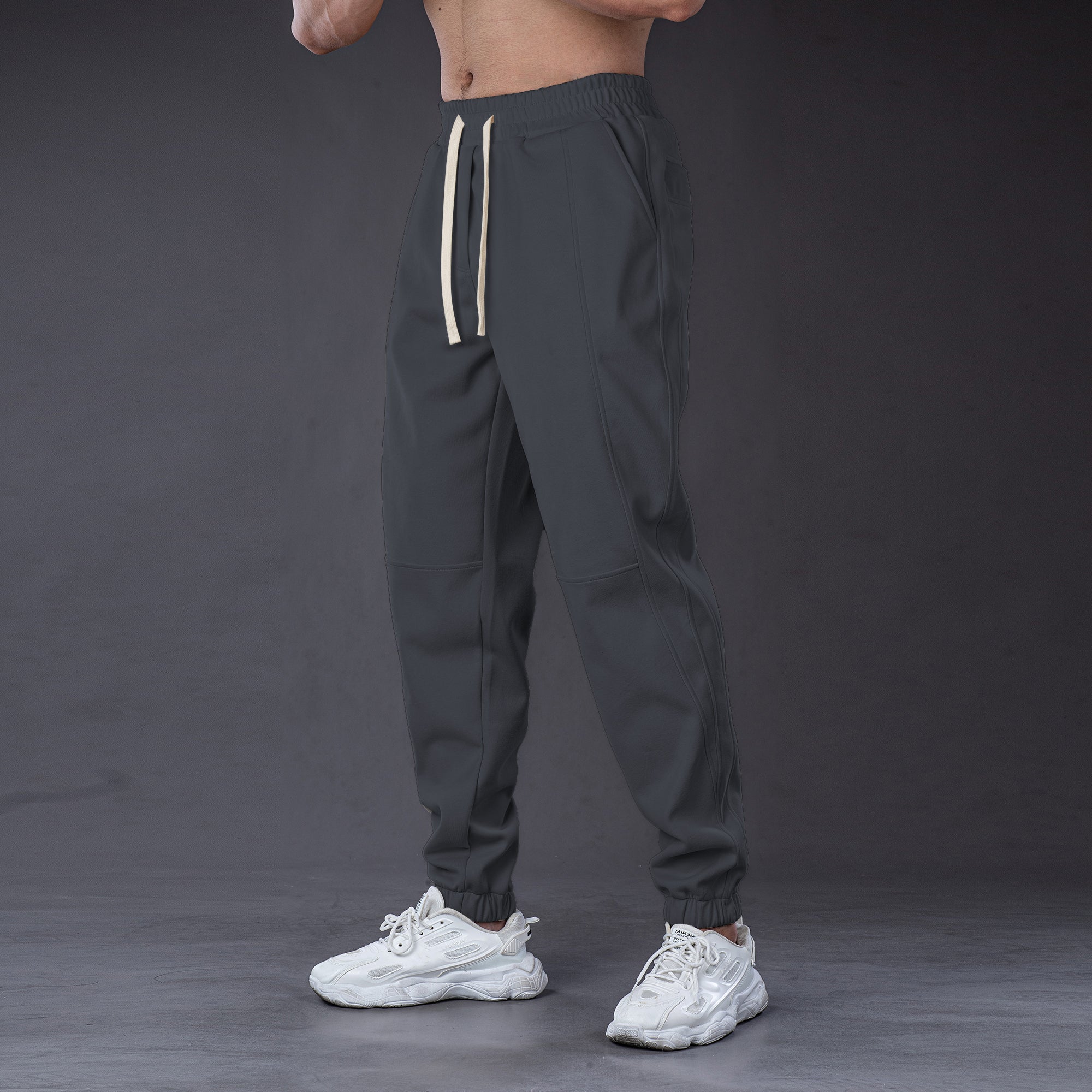 All-Day Stretch Panel Joggers with Cuffed Ankles - Ahaselected