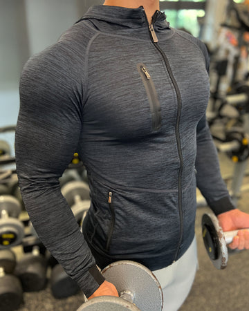 Sudadera con capucha TechFlex Performance con cremallera y bolsillo en el pecho (nueva) 