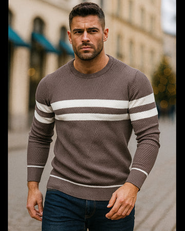 Men's Stripe Crewneck Sweater Pullover