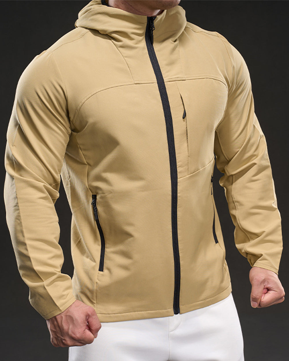 Fleece-Lined Athletic Hooded Full Zip Jacket - Ahaselected