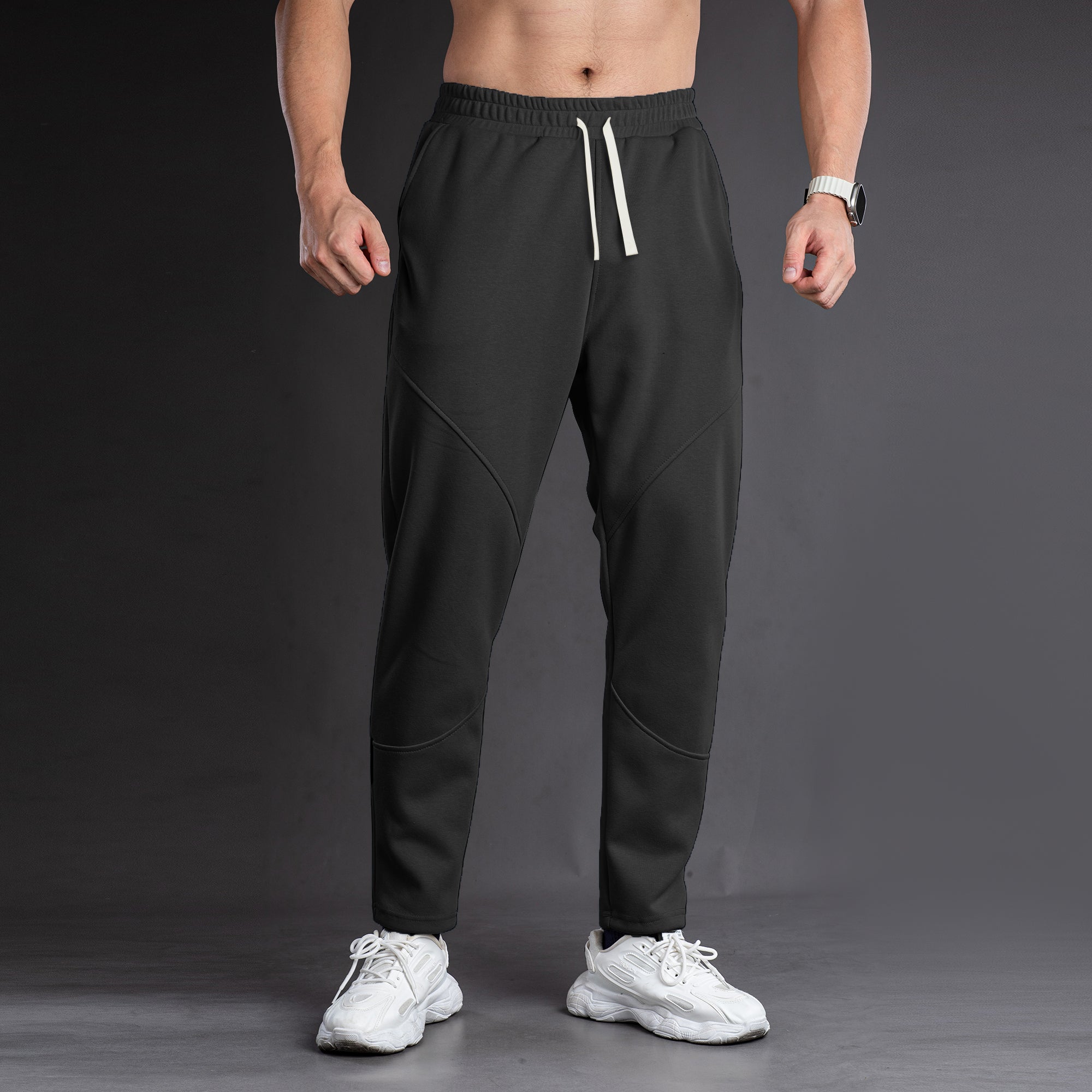 Tapered Cotton Stretch Panel Joggers - Ahaselected