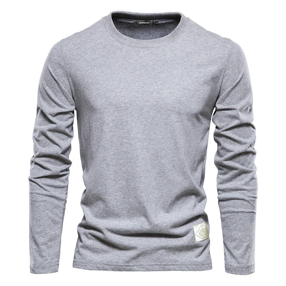 T-shirt in cotone a maniche lunghe con scollo rotondo-thumbmail-27