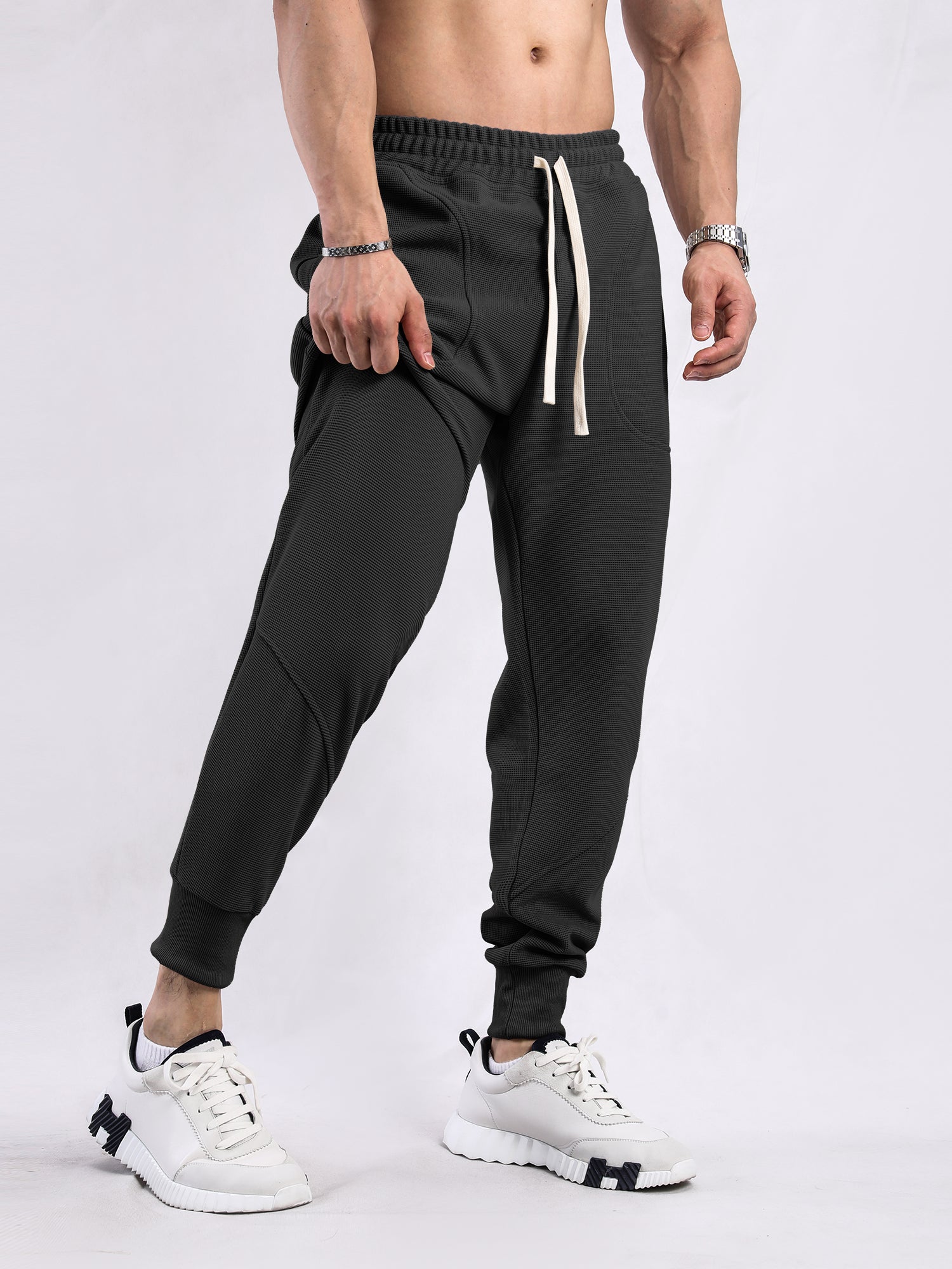Soft Waffle Texture Performance Joggers - Ahaselected