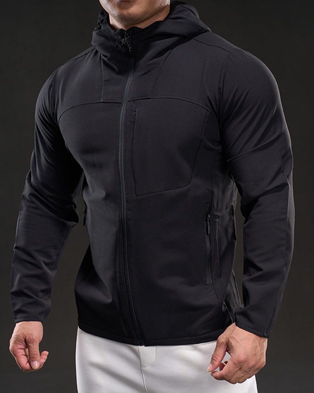 Fleece-Lined Athletic Hooded Full Zip Jacket - Ahaselected