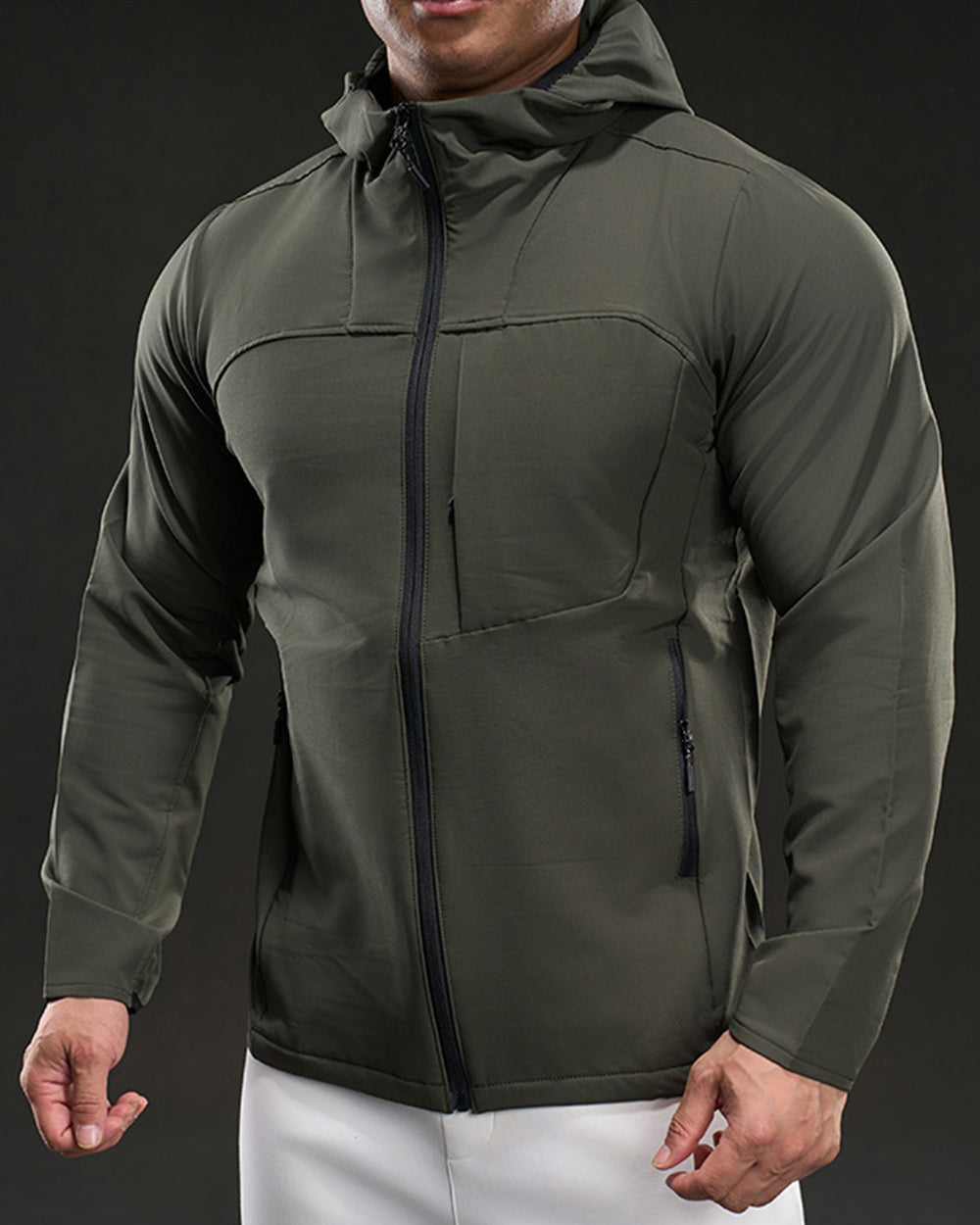 Fleece-Lined Athletic Hooded Full Zip Jacket - Ahaselected