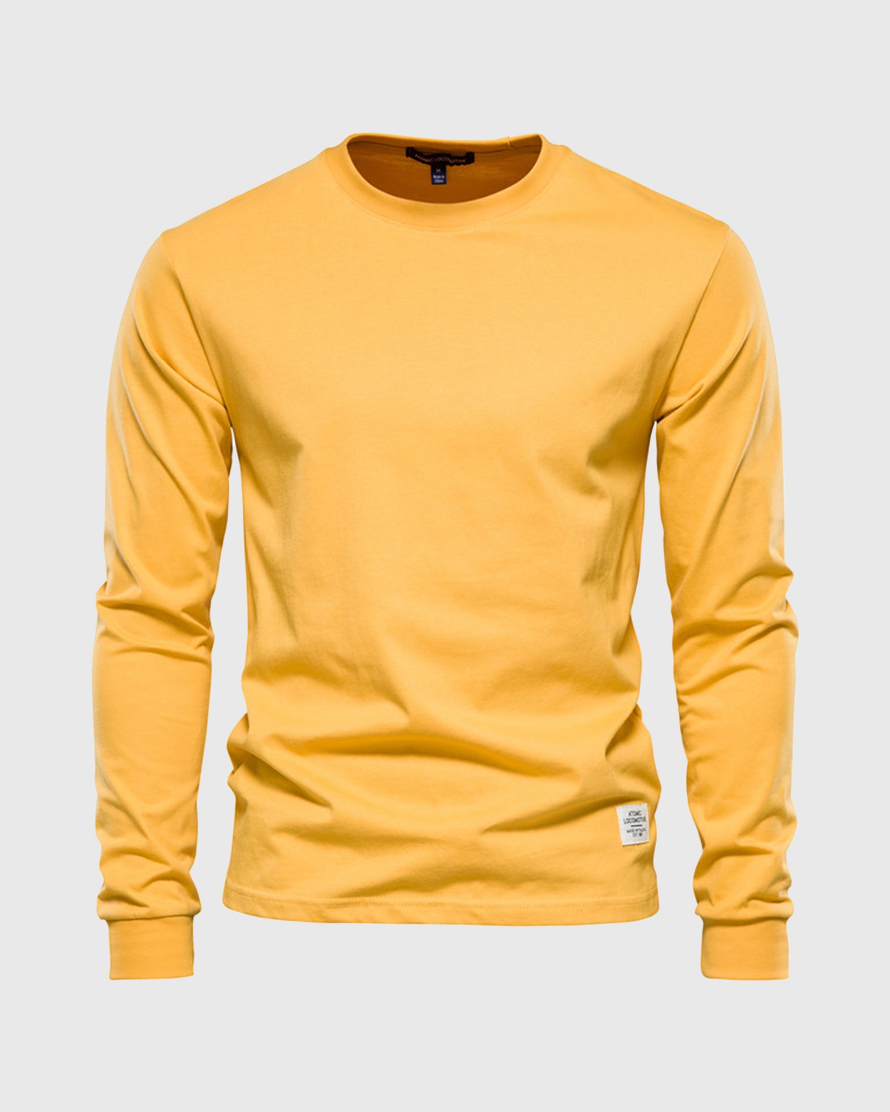 Crew neck Long Sleeve Cotton T-Shirt - Ahaselected