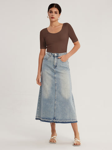 Mulberry Silk Slim U-neck T-shirt