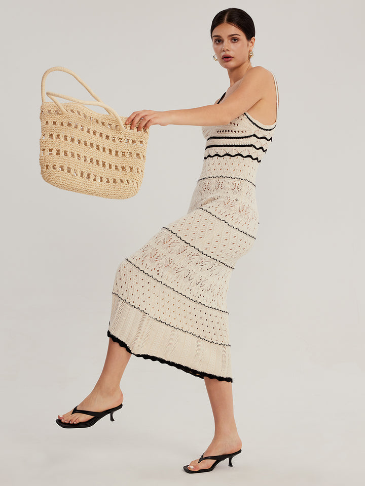 Sleeveless Elastic Knitted Midi Dress