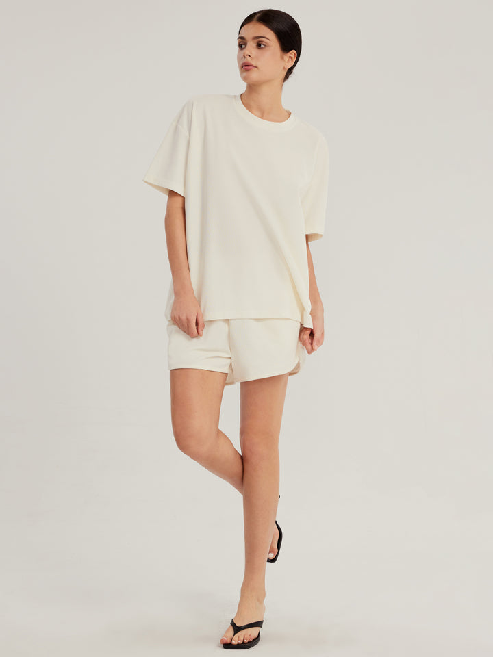 Casual Drop Shoulder T-shirt + Loose Shorts Set