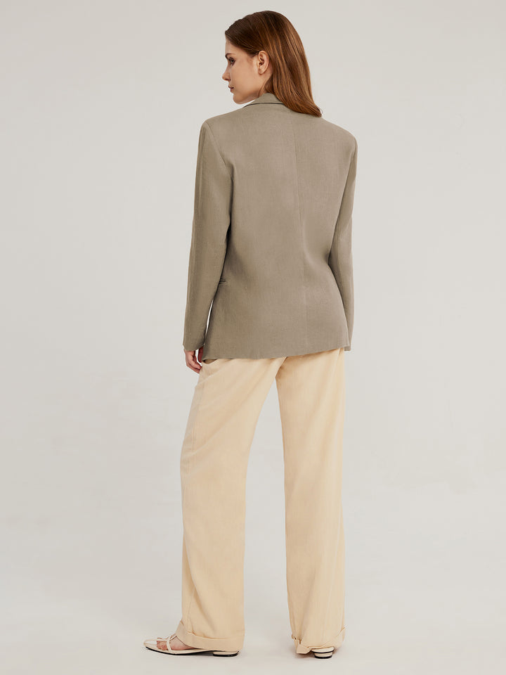 Chic Linen Double-breasted Blazer