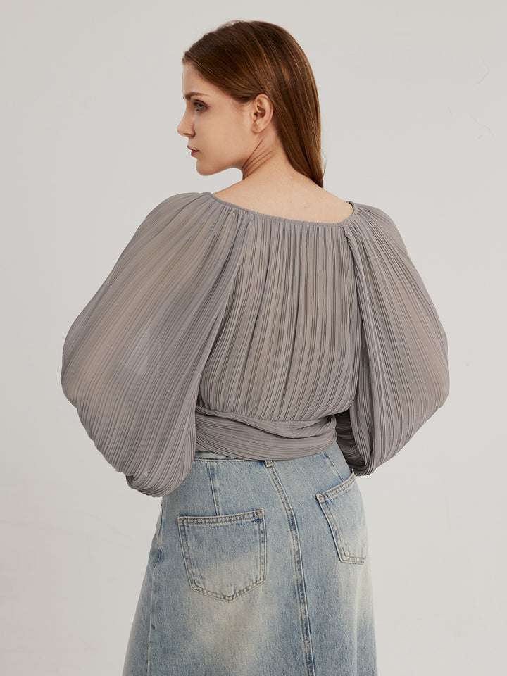 V-neck Knot Front Crop Shirt