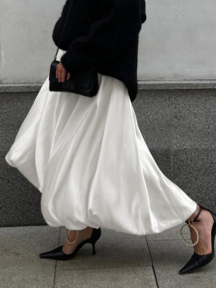 Solid Balloon Maxi Skirt