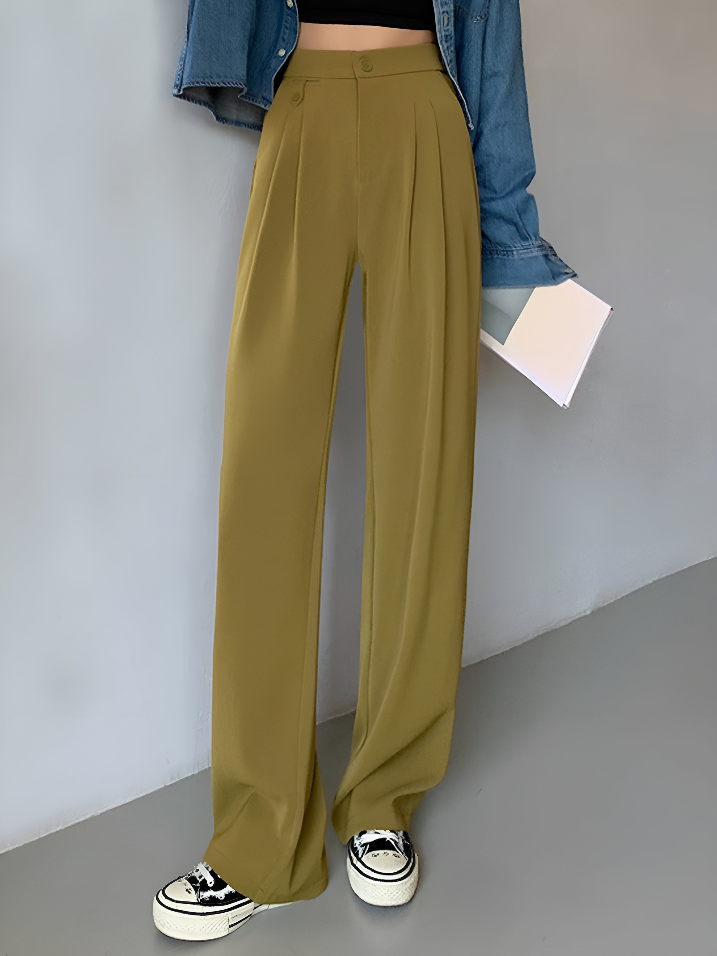 Wide Leg Trousers With Wide Cuffs And Pockets - Style Your Armoire