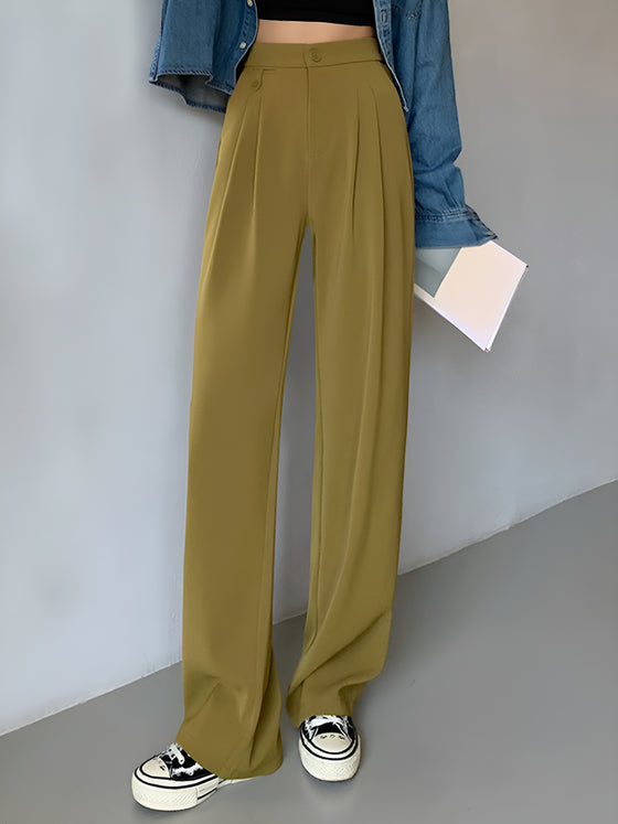 Flowy High-Waisted Palazzo Wide-Leg Pants - Ahaselected