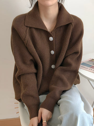Lapel Full Buttoned Sweater