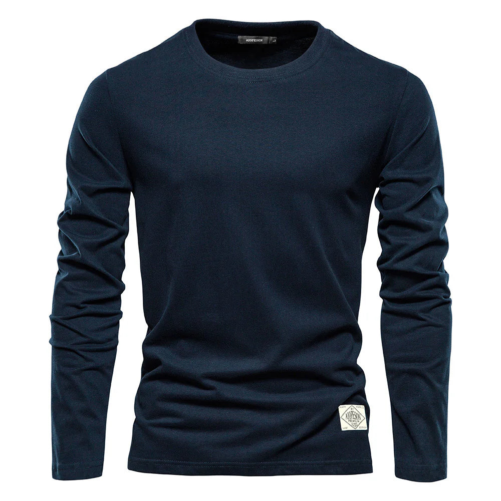 T-shirt in cotone a maniche lunghe con scollo rotondo-thumbmail-29