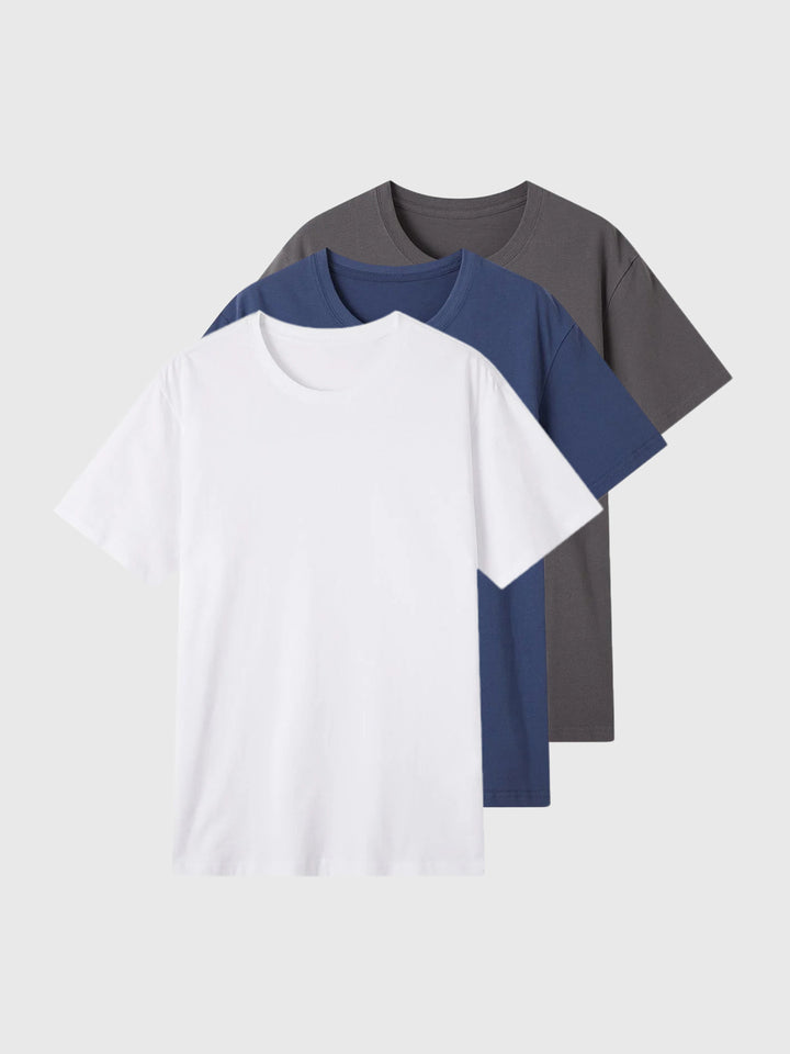 Paquete de 3 camisetas básicas de algodón con cuello redondo Chroma Tees 