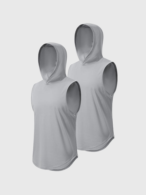 Workout Hooded Tank Curved Hem - Ahaselected