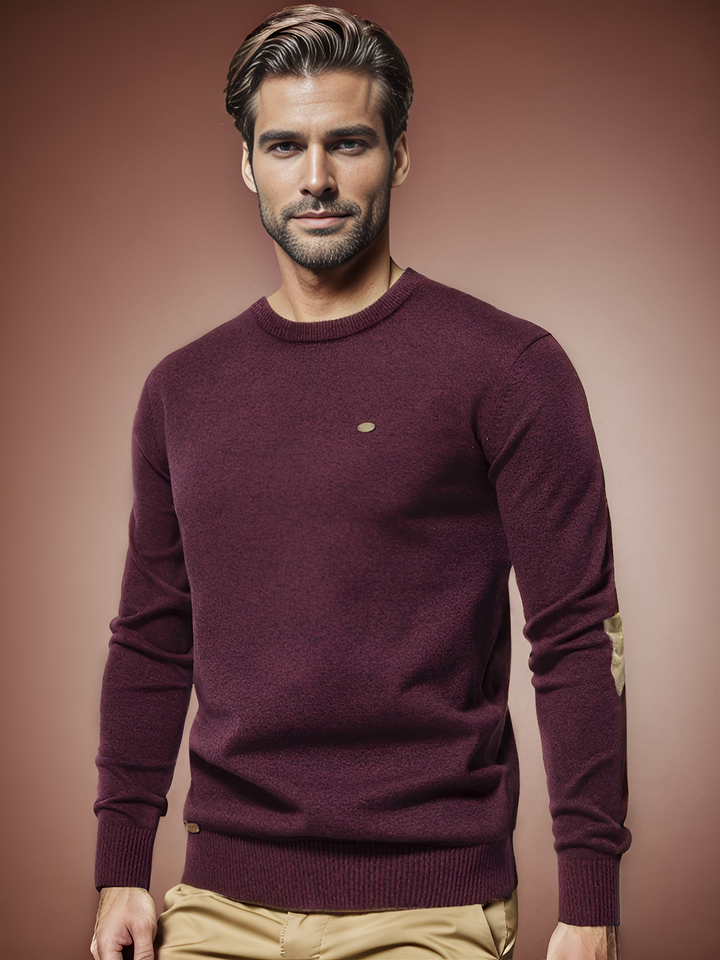 M's Crew Neck Sweater Elbow Patch Jumper
